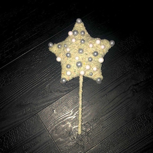 Farmhouse‎ Beachy Coastal Christmas Tree Topper Star Yarn Wrapped Glitter…